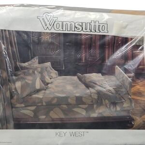 Vintage Wamsutta Key West King Flat Sheet 180 TC Percale Made in USA Bedding